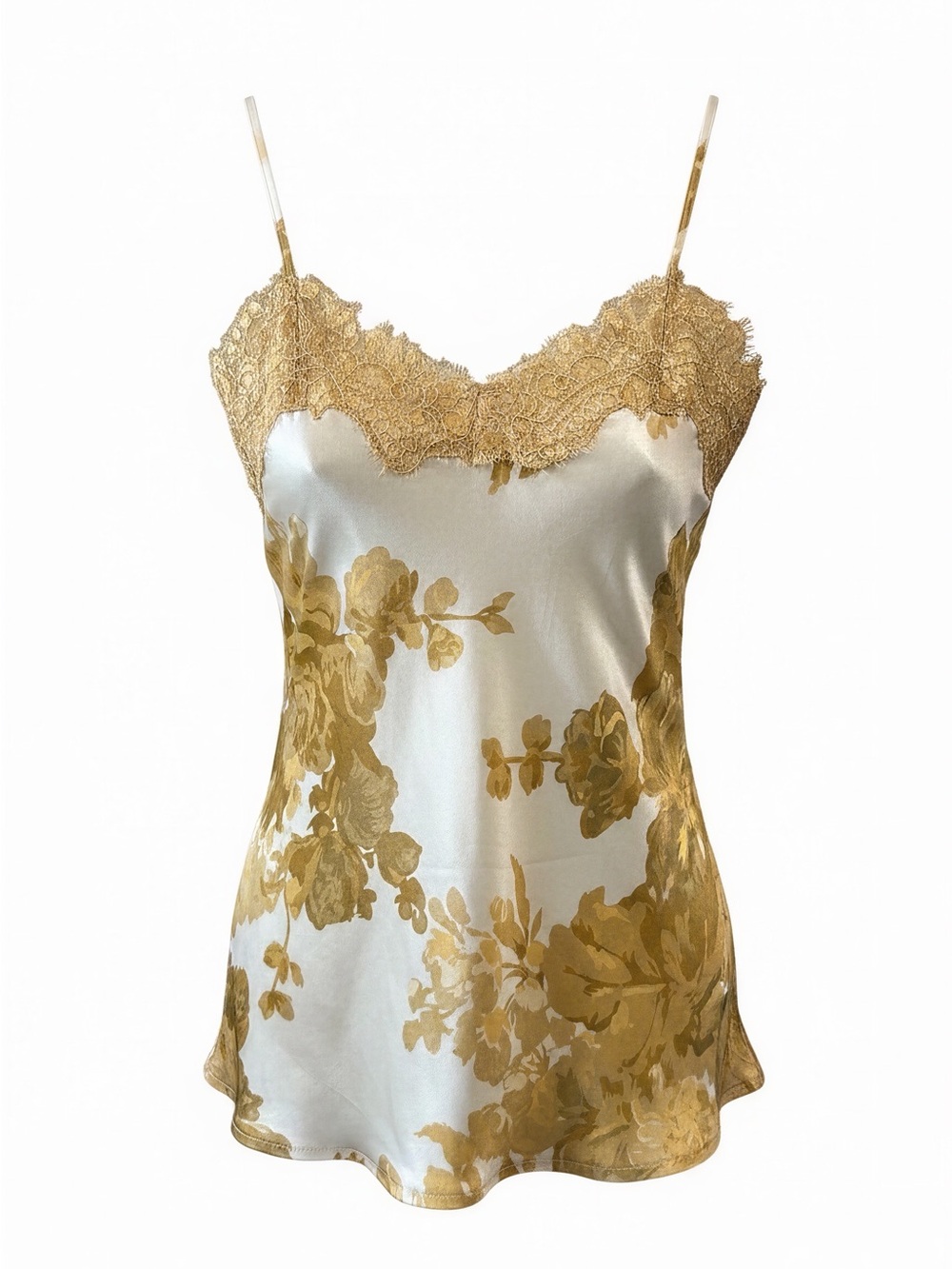 NWT Gold Hawk GH4463 100% Silk Golden Bloom/Fall Camel Lace Cami Size S - Picture 5 of 14